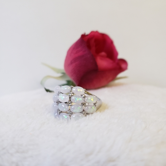 New lab created luxury Opal ring, Fire Opals, Opal jewelry - Picture 2 of 7